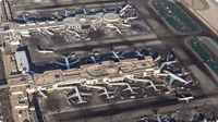 Airplane hanger arial view