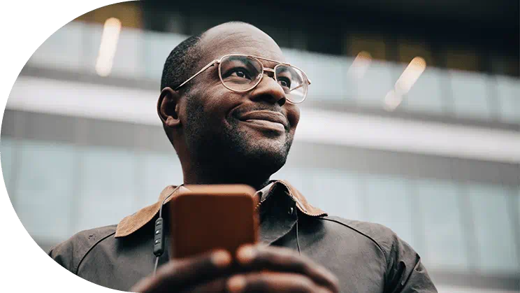 Inspired man smiling