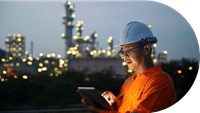 Construction worker on tablet