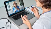 Laptop showing a virtual health visit