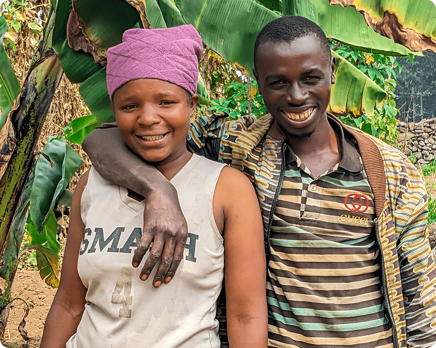 A young couple smiling