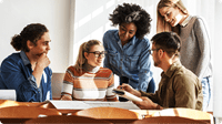 Students gathered at a table