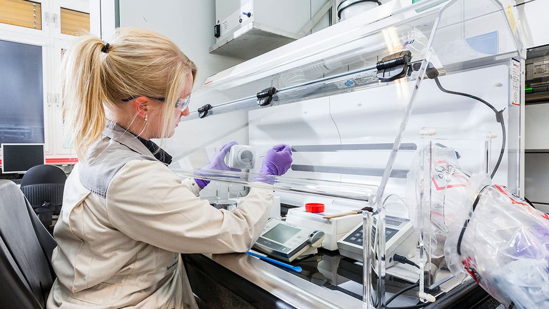 Laboratory assistant carries out a quality control image