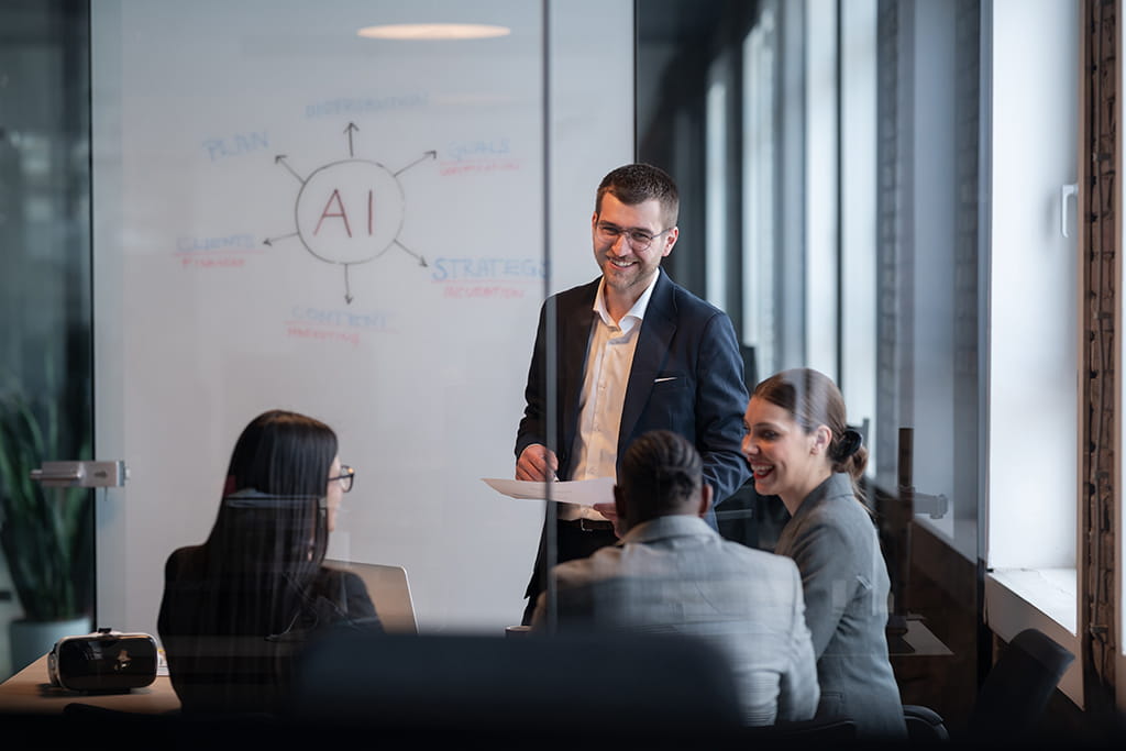 Diverse business team in a modern office during a meeting