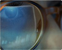 Close up of eye with glasses
