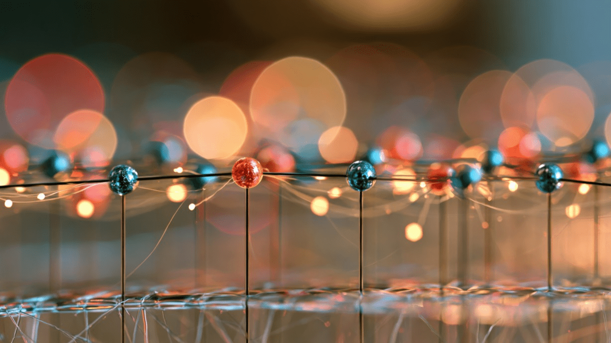 Abstract network of connected glowing nodes