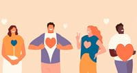 Group of people with hearts