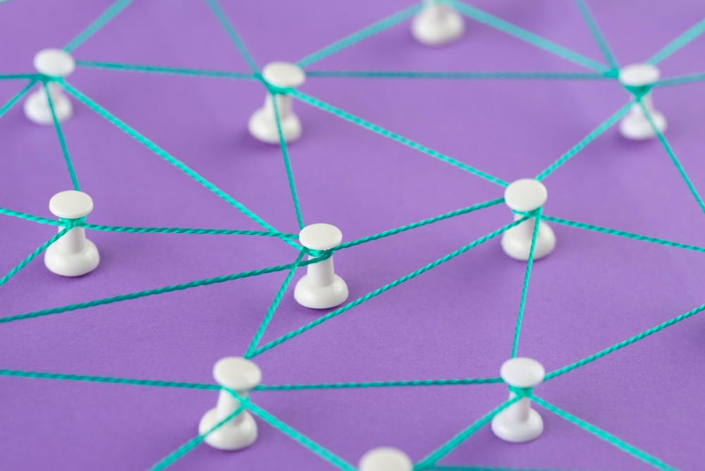 Knowledge Sharing - Network created with pushpins and string