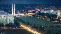 Brasília cityscape illuminated at night.