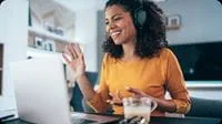 Project Professional joining a virtual event from a home office.