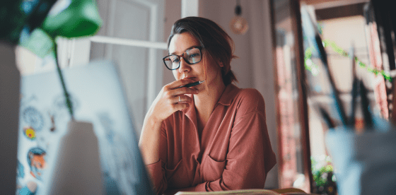 Woman looking at computer