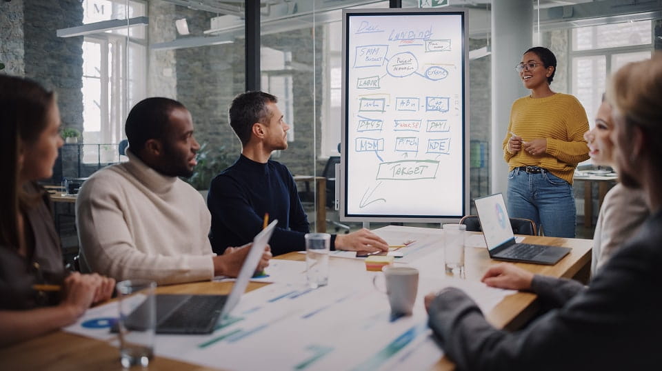 Product managers and project professionals collaborating in a product management kick-off.