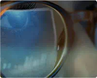 Close up of eye with glasses