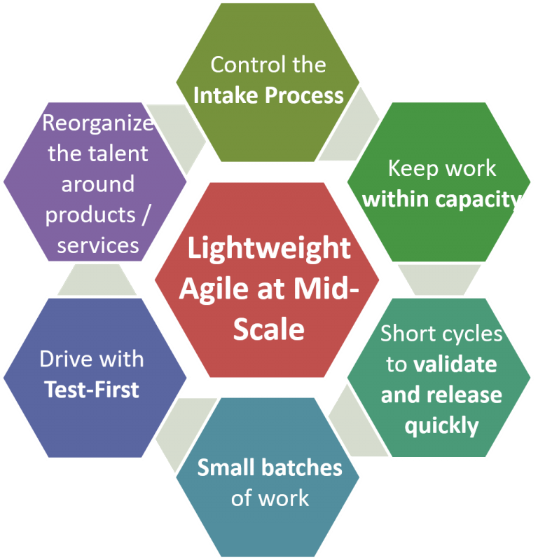 Figure 1: What it takes to have effective lightweight Agile at mid-scale