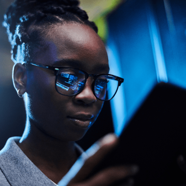 Woman with glasses