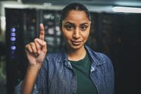 Holding up one finger