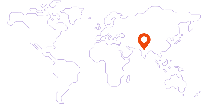Map showing location of South Asia