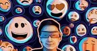person-with-smiley-faces-around-him
