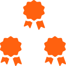 Orange Three Badges Icon